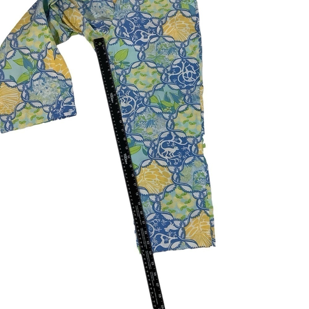 Lilly Pulitzer Cropped Light Pant Yellow Blue Monkey Lemon Pattern Size 6 - Picture 5 of 7